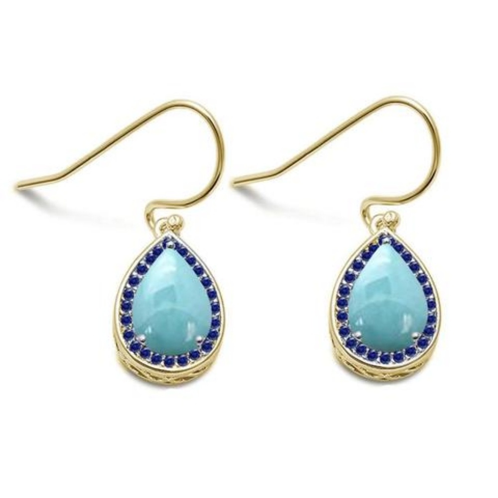 natural larimar and blue sapphire earrings